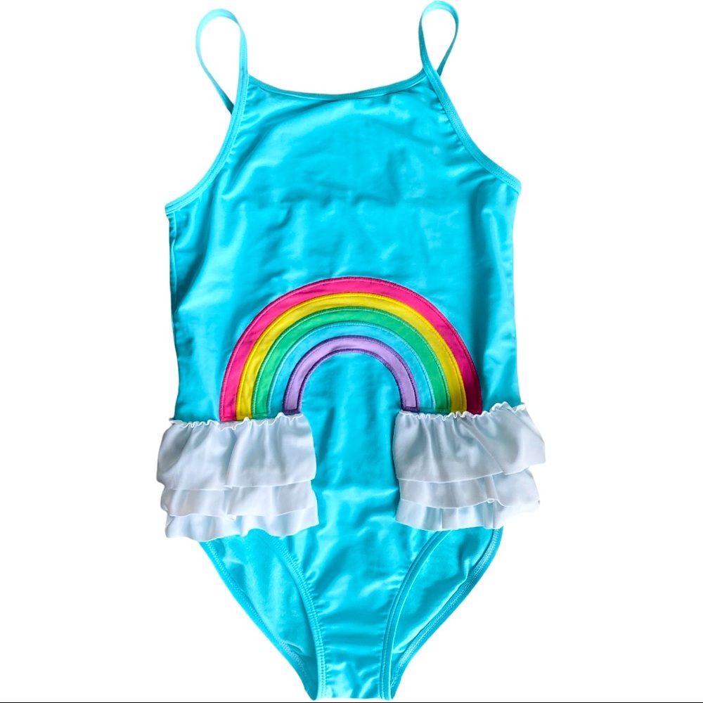 Gymboree rainbow ruffle swimsuit, 12